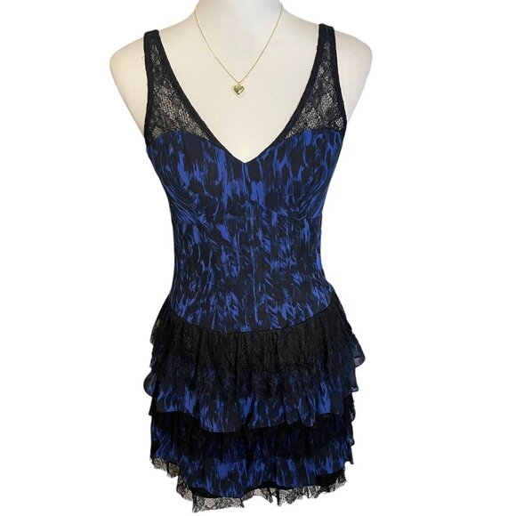 Guess Whimsigoth Fairy Lace Mini Dress Tiered Ruffle Bodycon Tank Y2K Sz XS NWT - Picture 1 of 11